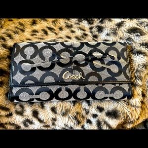 Coach canvas trifold wallet